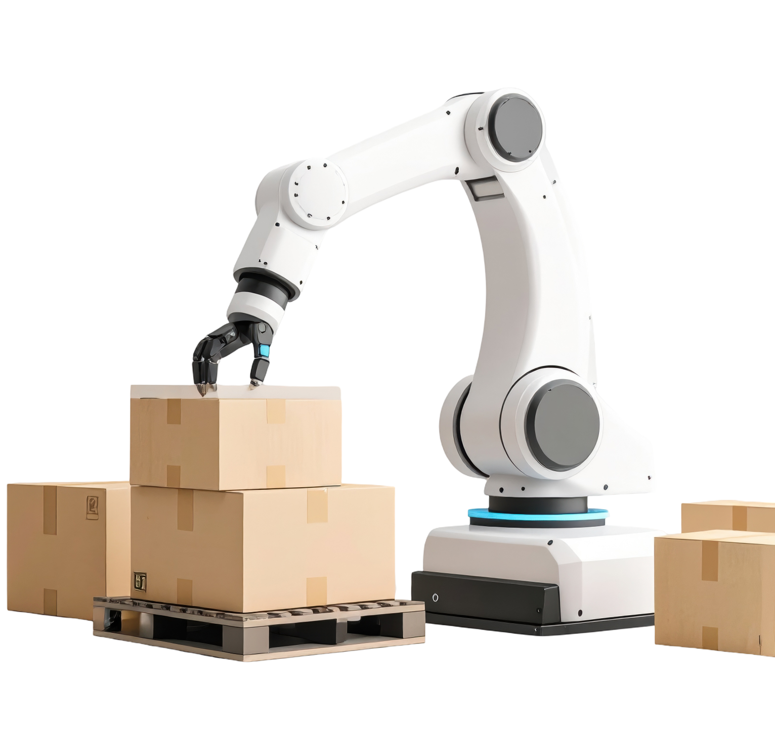 vecteezy automated robotic arm handling cardboard boxes on pallet in 69688669
